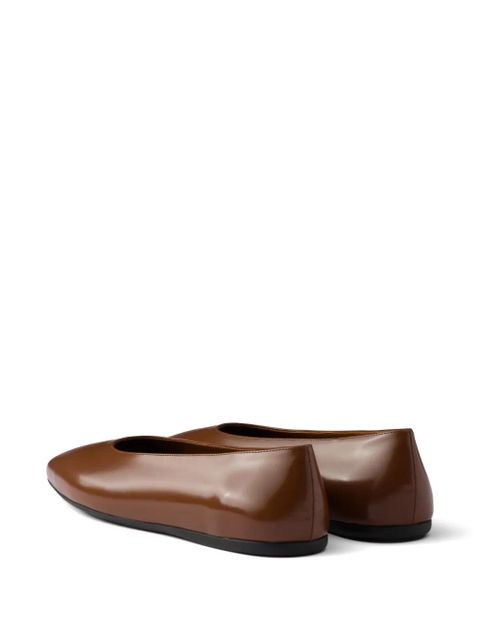 Prada brushed leather ballerinas - Brown
