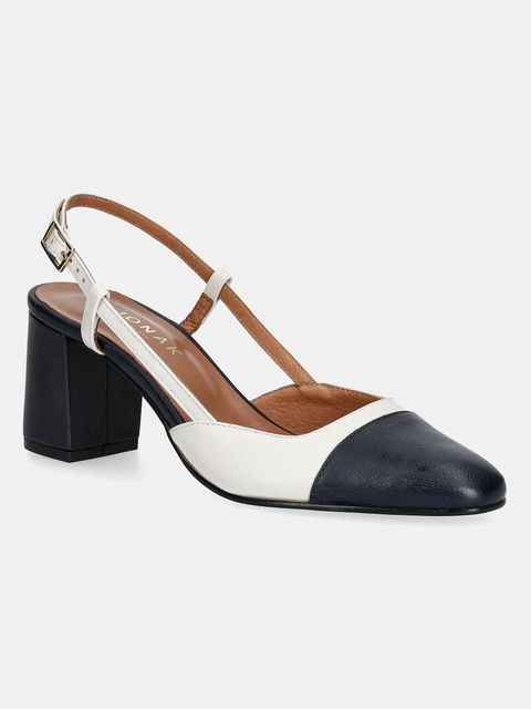 Jonak czółenka skórzane DHAPOP CUIR kolor biały na słupku z odkrytą piętą 6000952 - zdjęcie produktu nr 1