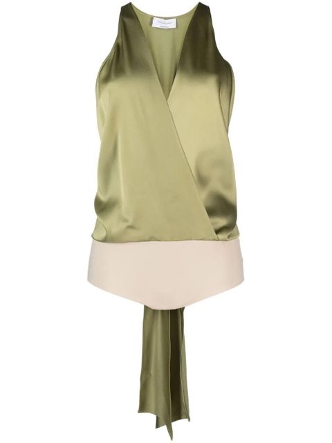 Blumarine plunging V-neck satin-finish body - Green - zdjęcie produktu nr 1
