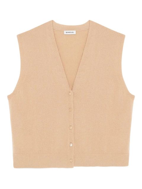 Simkhai Rozzi V-neck cashmere vest - Neutrals - zdjęcie produktu nr 1
