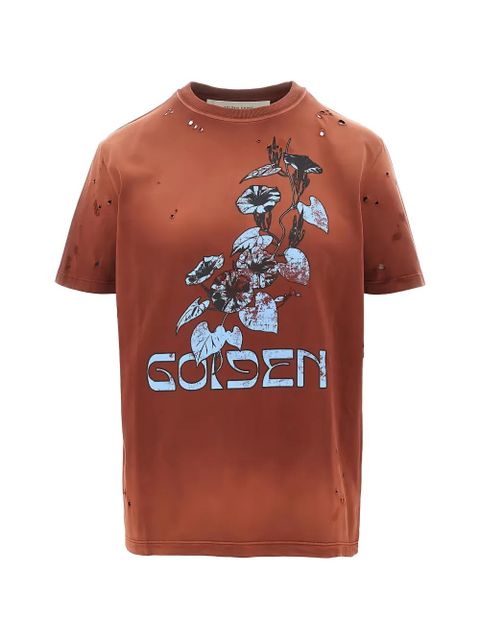 Golden Goose distressed-effect floral-print T-shirt - Brown - zdjęcie produktu nr 1