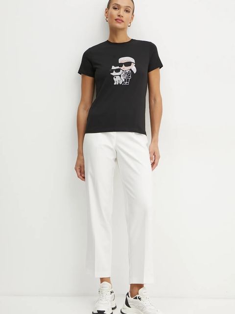 Karl Lagerfeld t-shirt bawełniany IKON RS damski kolor czarny A1W17131