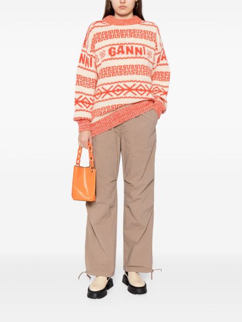 GANNI washed corduroy straight-leg trousers - Brown