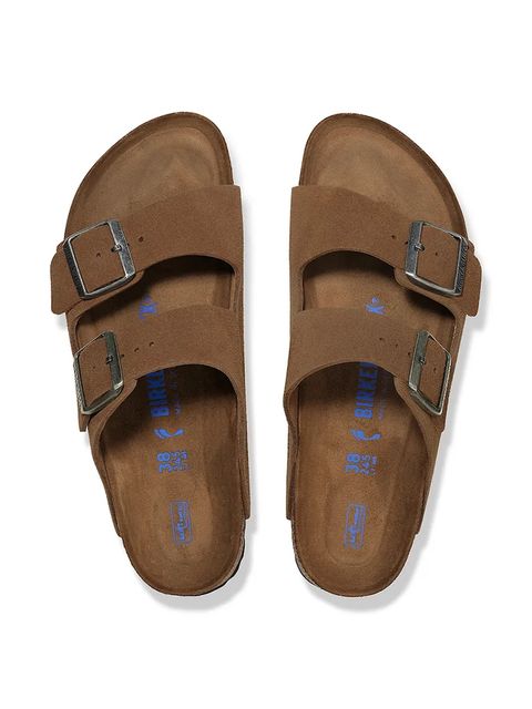 Birkenstock klapki zamszowe Arizona damskie kolor brązowy 1030865