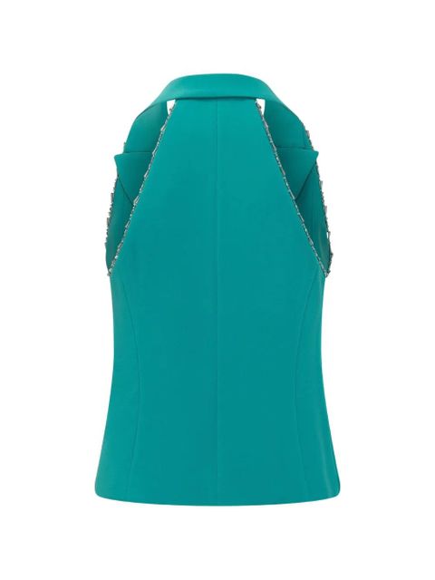 PINKO bead-trimmed halterneck waistcoat - Blue - zdjęcie produktu nr 2