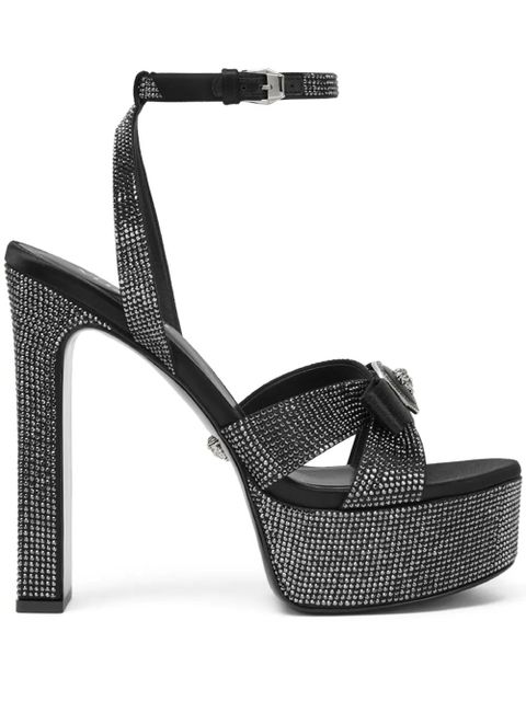Versace 140mm Gianni Ribbon crystal sandals - Black - zdjęcie produktu nr 1