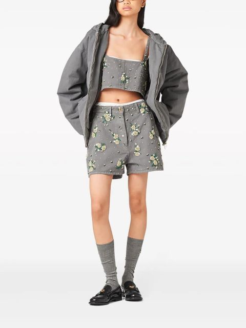 Miu Miu floral-embellished bermuda shorts - Grey - zdjęcie produktu nr 2