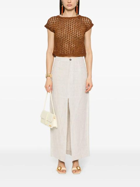 DRAGON DIFFUSION knitted leather top - Brown