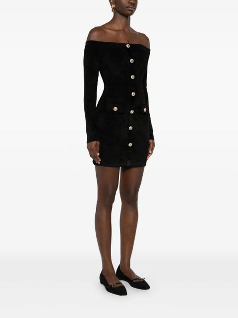 Self-Portrait chenille knit mini dress - Black