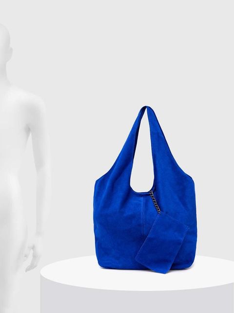 Answear.LAB torebka zamszowa kolor granatowy