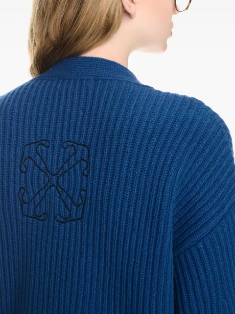 Off-White logo-embroidered cardigan - Blue