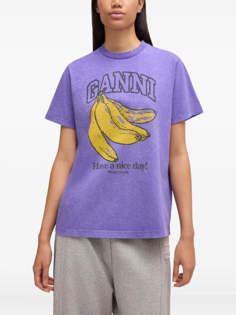 GANNI graphic-print T-shirt - Purple