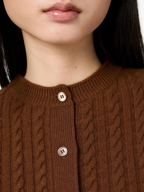 Miu Miu cable-knit logo cardigan - Brown