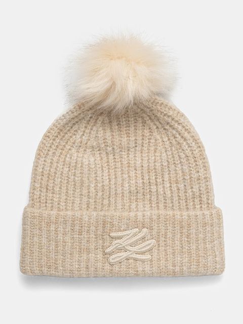 Karl Lagerfeld czapka kolor beżowy z grubej dzianiny A1W33103 - zdjęcie produktu nr 1