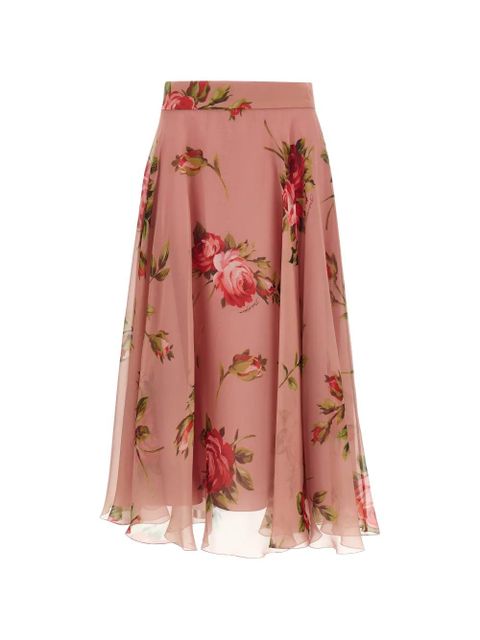 Dolce & Gabbana rose-print chiffon midi skirt - Pink - zdjęcie produktu nr 1