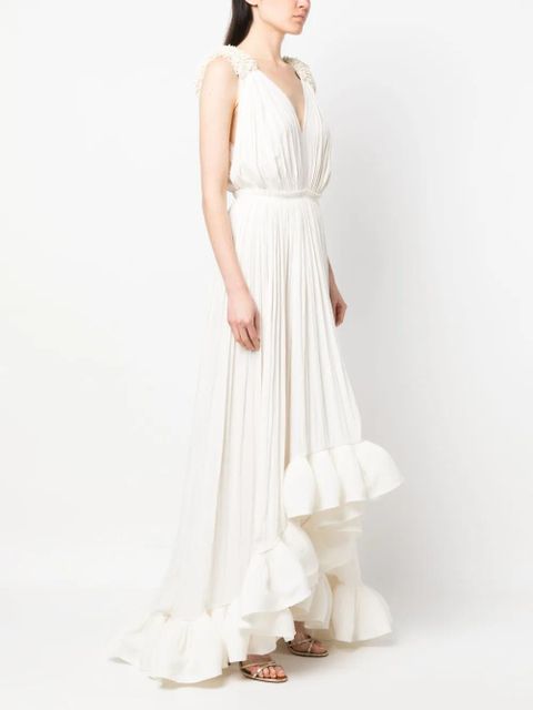 Lanvin sleeveless ruffle-hem dress - White