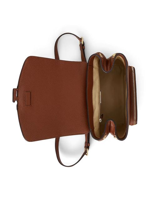 Lauren Ralph Lauren plecak skórzany damski kolor brązowy duży gładki 431969355