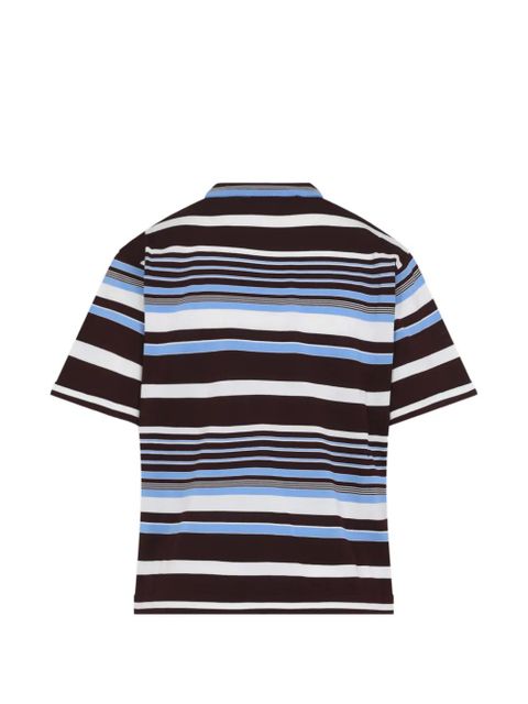 Prada logo-detail striped T-shirt - Brown - zdjęcie produktu nr 2
