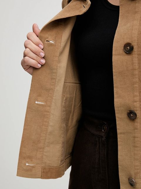 United Colors of Benetton koszula sztruksowa kolor brązowy regular z kołnierzykiem klasycznym 294BDN091