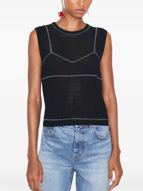 Tory Burch mesh-panel sleeveless top - Black