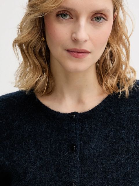 Mos Mosh kardigan z dodatkiem alpaki Almine damski kolor granatowy lekki 158680