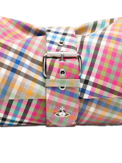 Vivienne Westwood XL Hazel Treasure heather check buckle tote bag - Pink