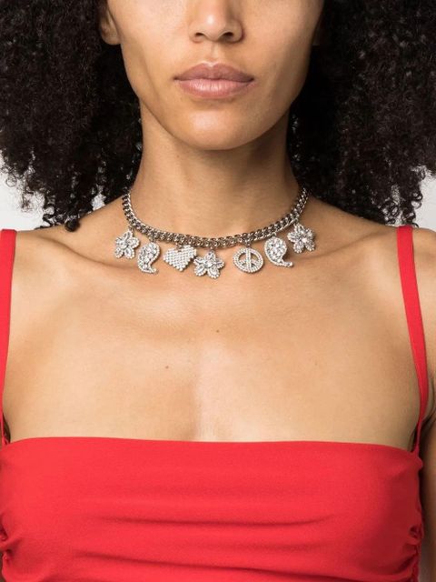 Alessandra Rich crystal-embellished charm necklace - Silver - zdjęcie produktu nr 2