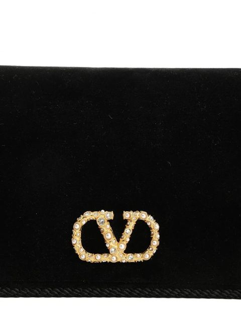 Valentino Garavani VLogo Signature velvet chain wallet - Black - zdjęcie produktu nr 2