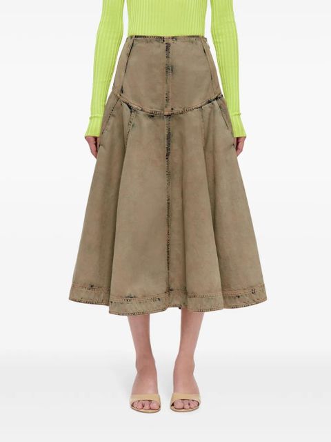 Ferragamo bleach-wash denim midi skirt - Green