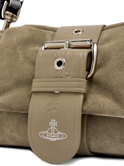 Vivienne Westwood Hazel Treasure buckle suede shoulder bag - Neutrals