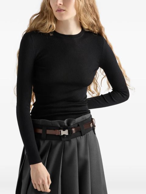 Prada ribbed triangle logo sweater - Black