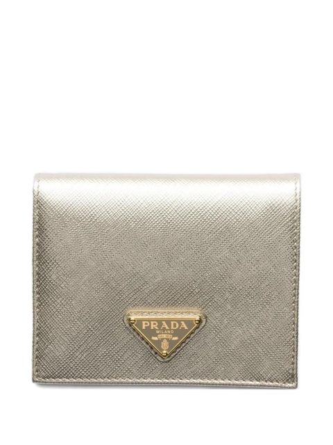 Prada small triangle-logo leather wallet - Gold - zdjęcie produktu nr 2