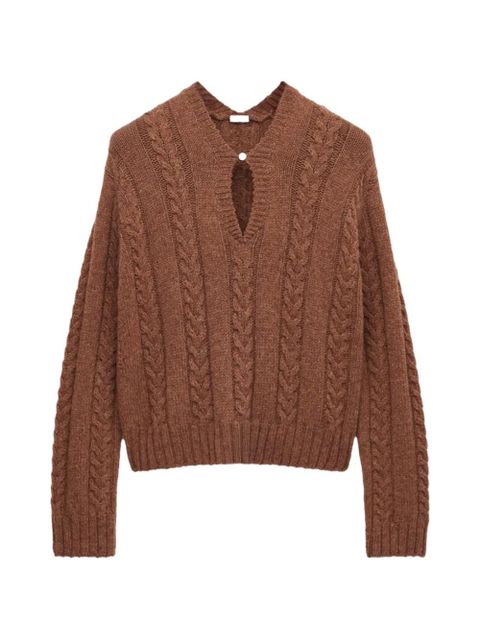 LOEWE cable-knit keyhole sweater - Brown - zdjęcie produktu nr 1