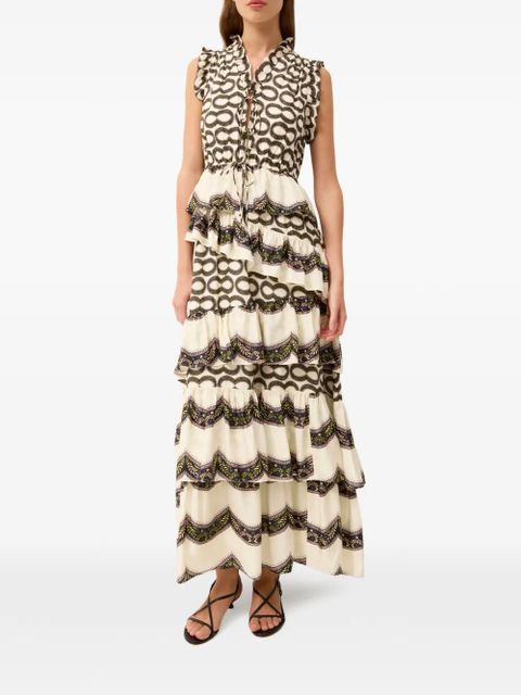 Marie Oliver Franklen ruffled tiered dress - Neutrals - zdjęcie produktu nr 2