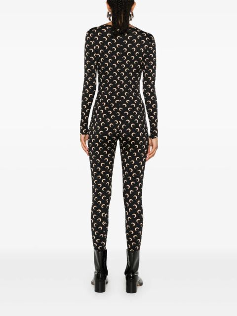 Marine Serre moon-print jersey catsuit - Black