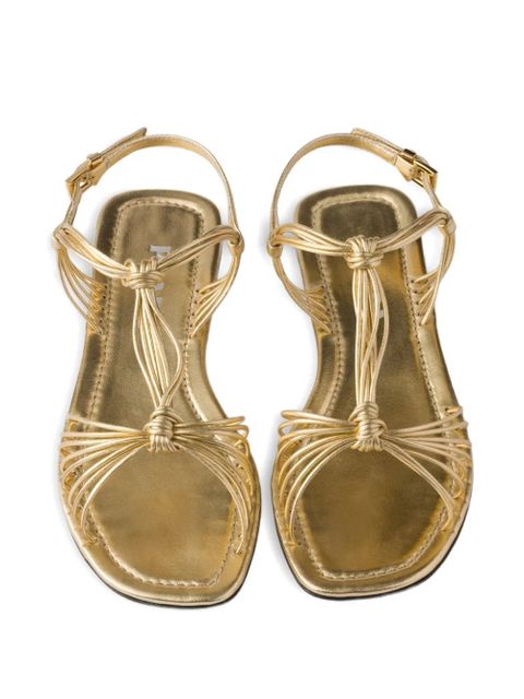 Prada leather flat sandals - Gold
