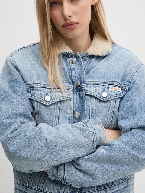 Calvin Klein Jeans kurtka damska kolor niebieski zimowa J20J224096