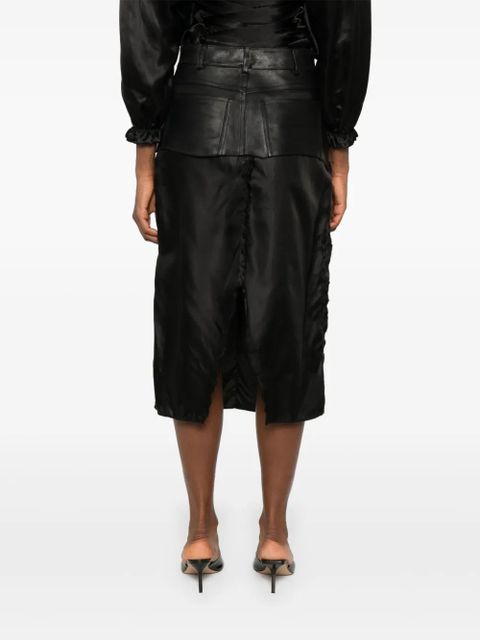 Balenciaga leather-panel midi skirt - Black