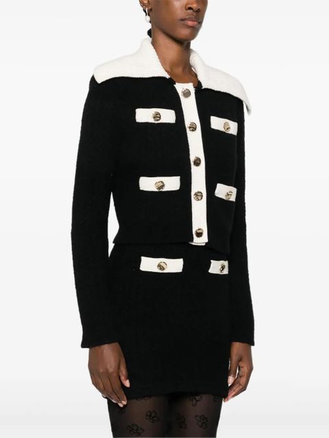 Self-Portrait contrast-trim cardigan - Black