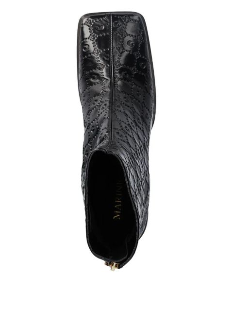 Marine Serre 70mm embossed ankle boots - Black