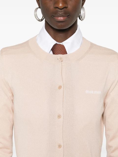 Miu Miu logo-intarsia cardigan - Pink