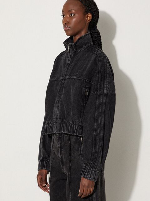 adidas Originals kurtka jeansowa damska kolor czarny przejściowa oversize IW5759