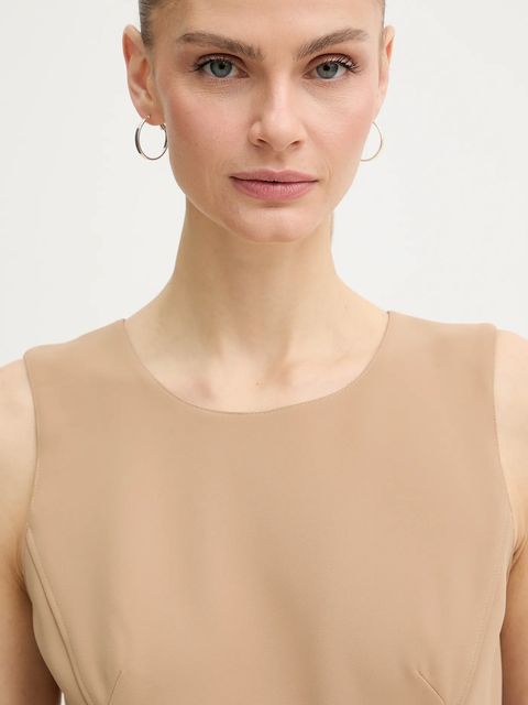 Karl Lagerfeld sukienka kolor beżowy midi rozkloszowana B1W13023