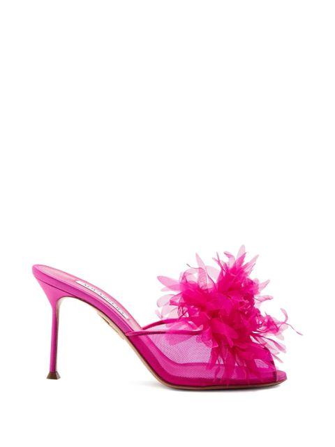 Aquazzura Poeme flower-appliqué open toe sandals - Pink - zdjęcie produktu nr 1