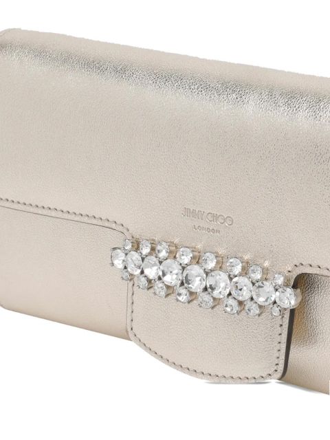 Jimmy Choo crystal-embellished chain wallet - Gold