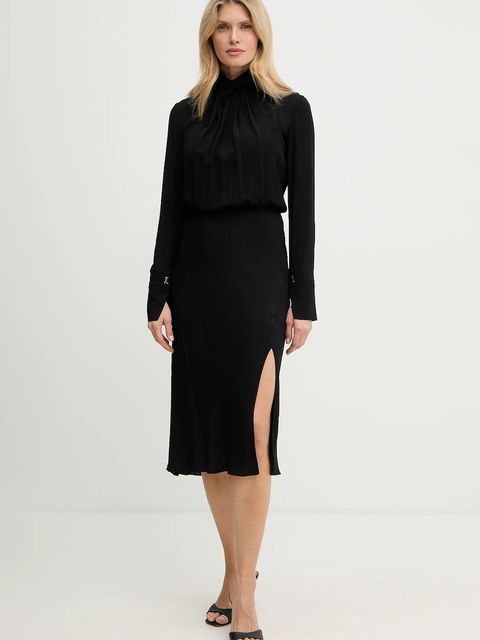 Patrizia Pepe sukienka wiskozowa kolor czarny midi prosta 8A1623 A8I1 - zdjęcie produktu nr 1