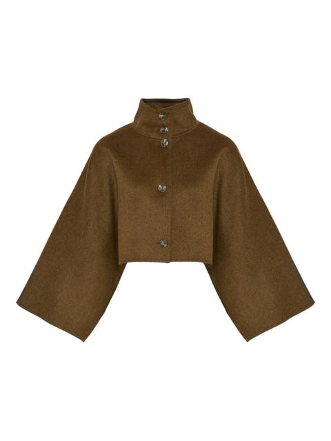 Yves Salomon cape-sleeve cropped jacket - Brown - zdjęcie produktu nr 1