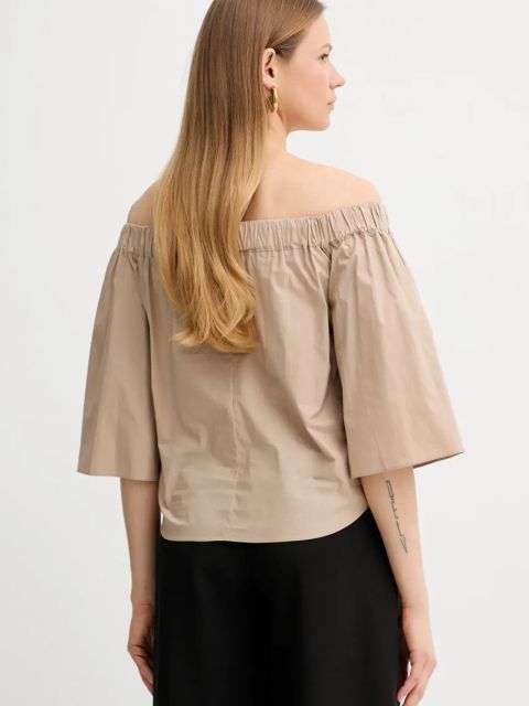 Marciano Guess bluzka bawełniana PAT damska kolor beżowy gładka 5GGH28 7315A