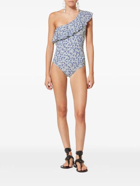 ISABEL MARANT Sicilya ruffled floral-print swimsuit - Neutrals - zdjęcie produktu nr 2