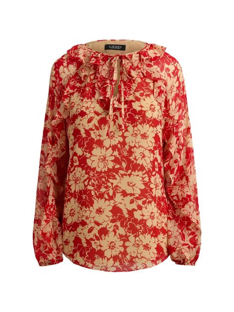 Lauren Ralph Lauren floral-print ruffled shirt - Red - zdjęcie produktu nr 1